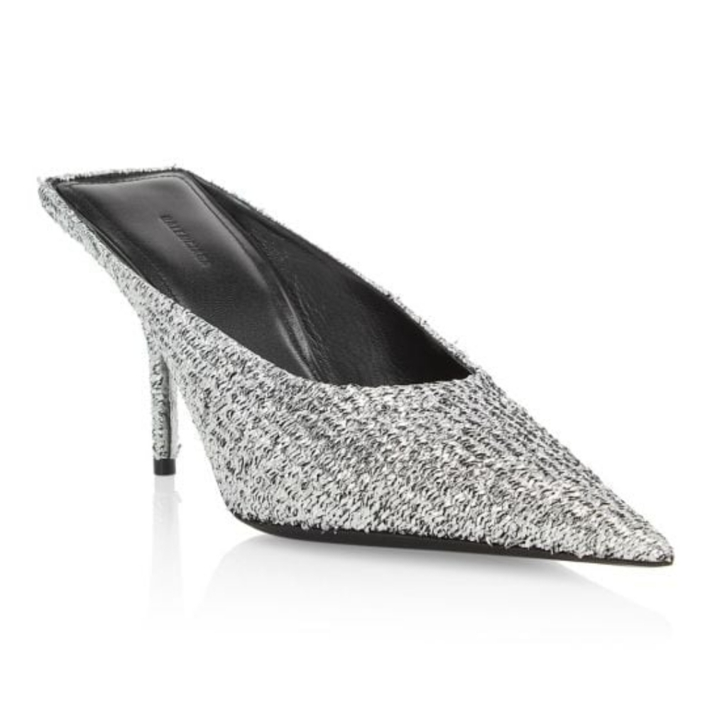 NWOB BALENCIAGA Knife Metallic Silver Stiletto Mules EU 39.5 US 9.5 Org $975
